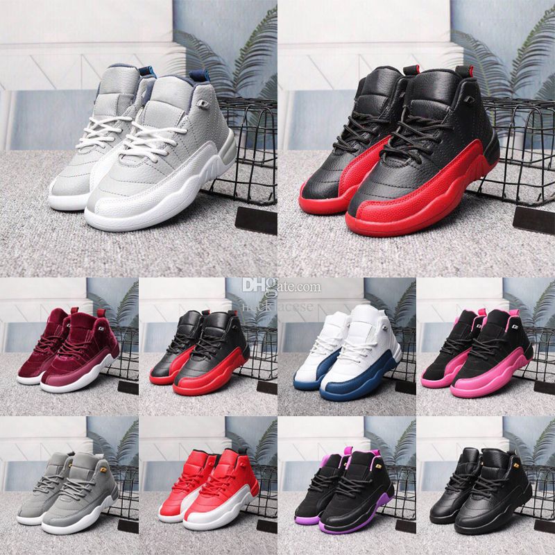 

12s kids Shoes 12 Basketball toddler Sneakers designer boys girls Athletic Outdoor Retro Youth Infants Black Trainers Deadly Pink Red Kid shoe chidren sport sneaker