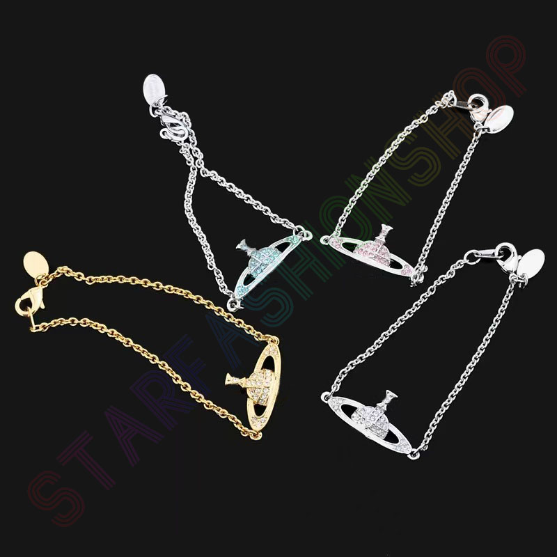 

Saturn Chain Bracelet Tennis Planet Bracelet Women Gold Designer Jewelry Vivi Fashion Accessories Box