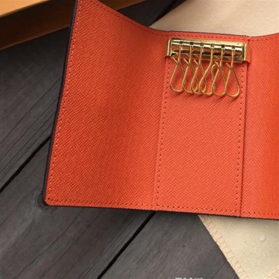 

High quality new women men classic 6 key holder cover keychain men with box dust bag card key ring 7 colors329U, Lb03-1