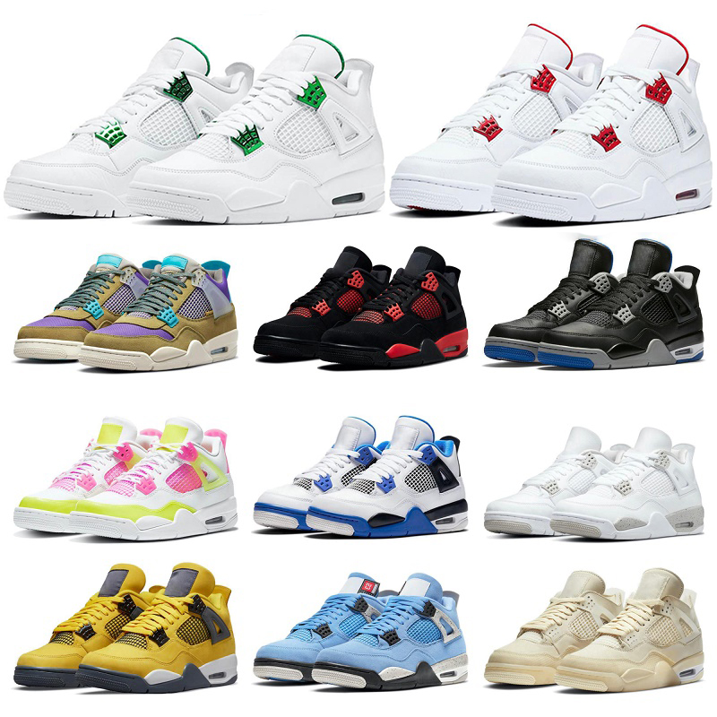 

4s 4 Mens Womens Jumpman Basketball Shoes for Og Seafoam Military Black Cat Sail Red Thunder White Blue Cactus Pink Yellow University Infrared Cool Grey Light Brown, (5)