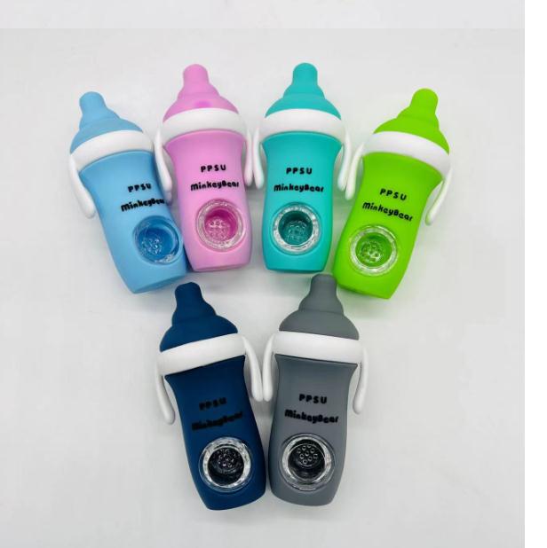 

Funny glass Smoking silicone pipe feeding-bottle tobacco Pipes colorful spoon Accessories for Cute gift