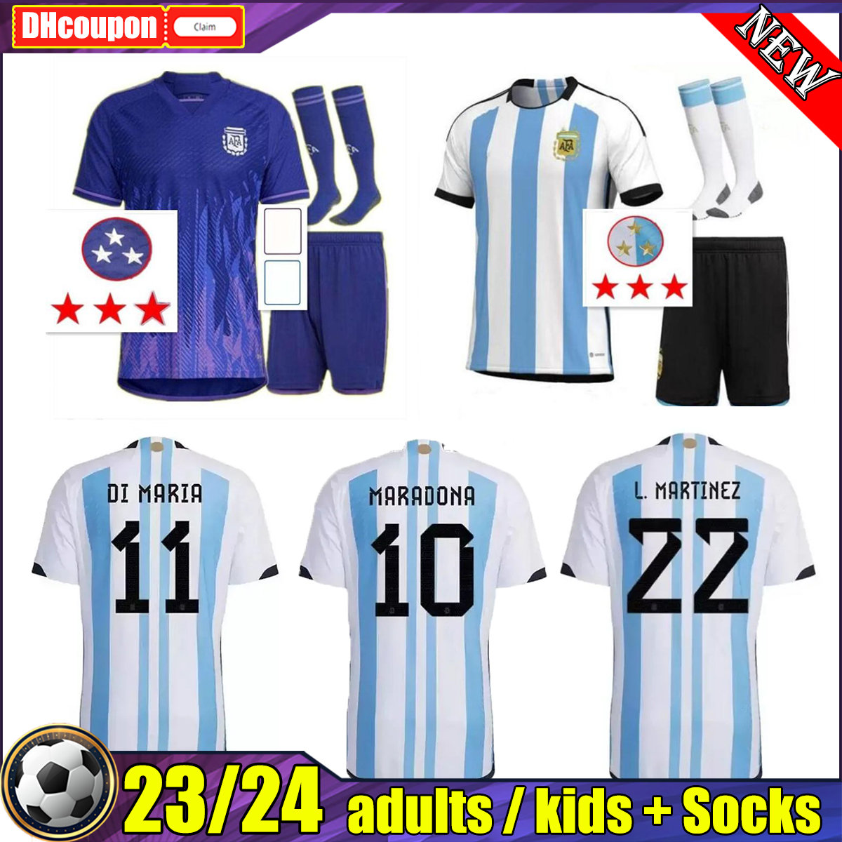 

J. Correa 22 23 Argentina soccer Jerseys 2022 2023 Lanzini KUN AGUERO LO CELSO MARTINEZ TAGLIAFICO DYBALA Adult men kids Football men kids kit socks, 02