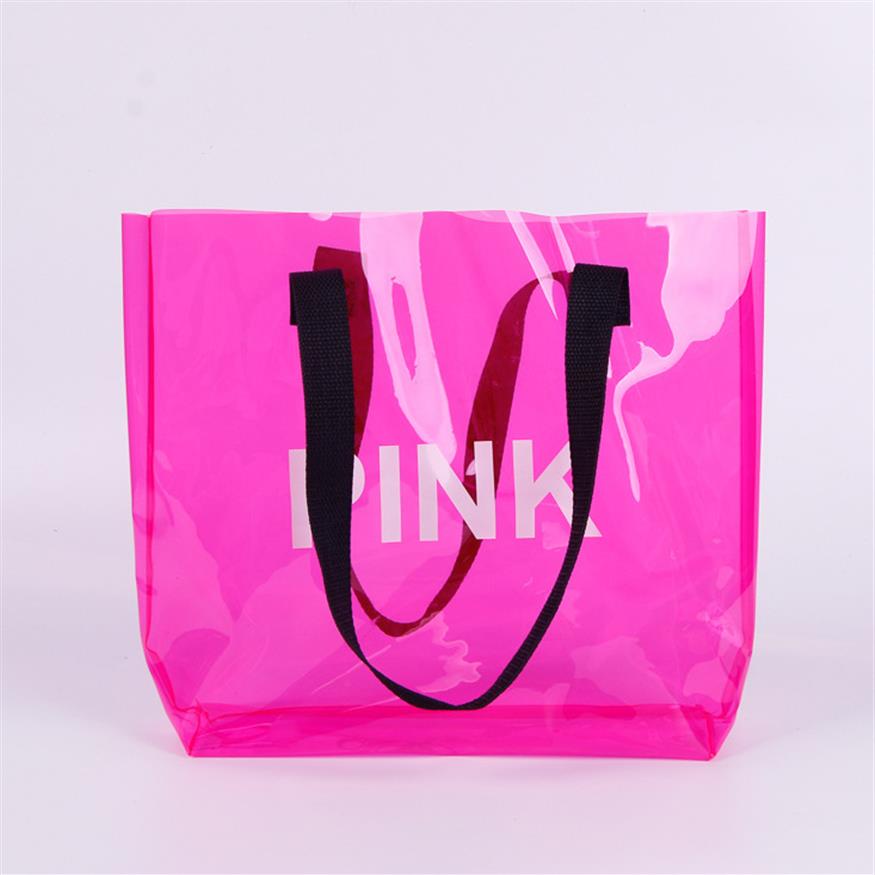 

HBPPVC transparent color bag plastic waterproof gift magic color PVC handbag stereo cosmetics shopping bag232j