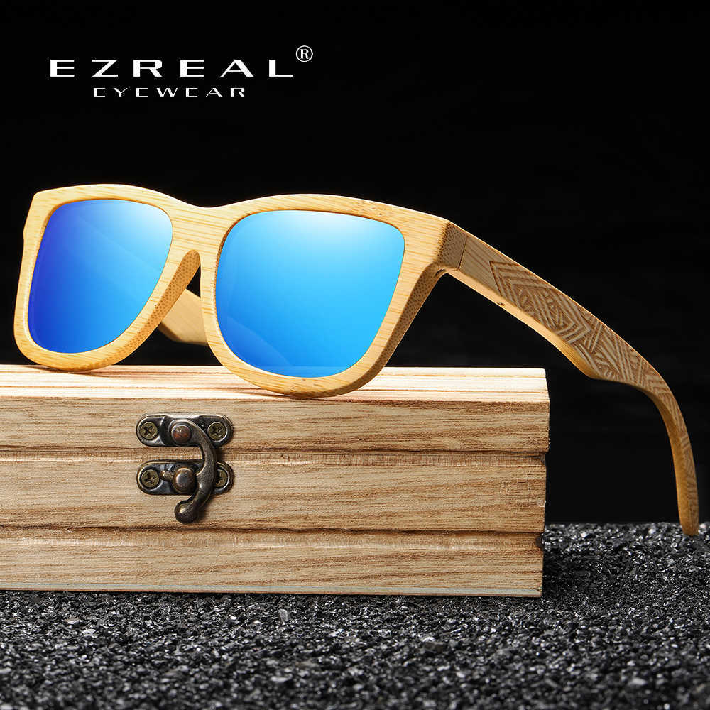 

EZREAL Brand Design Handmade Natural Wooden Bamboo Sunglasses Luxury Sunglasses Polarized Wooden Oculos de sol masculino