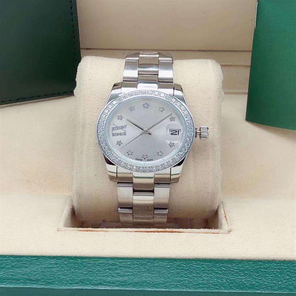 

High quality gold Casual fashion 31mm date womens watches Ladies dress bracelet stainless steel watch diamond ring automatic mecha243V, Sapphire