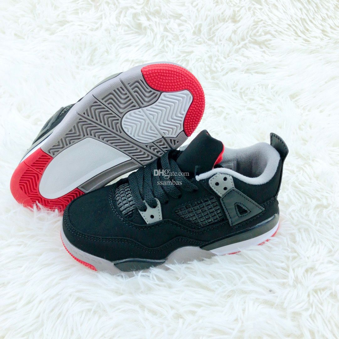 

2022 kids shoes 4 designer 4s baby basketball sneakers youth toddler infants boys military black cat shoe kid running trainers Children Girls Red Thunder, 10