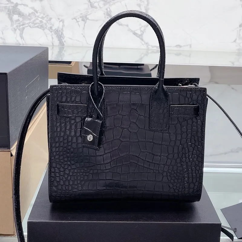 

GENUINE LEATHER handbag crossbody shoulder women crocodile grain with lock dust bag black Cross body designer bag sac de jour 26cm 22 cm 37829902G9W 210327ff4708, Black-crocodile grain