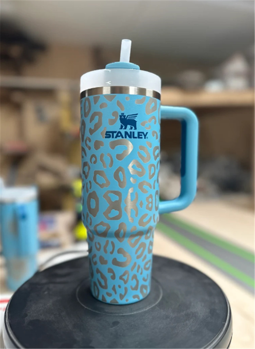 

stanley quencher 40oz tumbler leopard printwith Logo handle lid straw beer mug water bottle powder coating outdoor camping cup