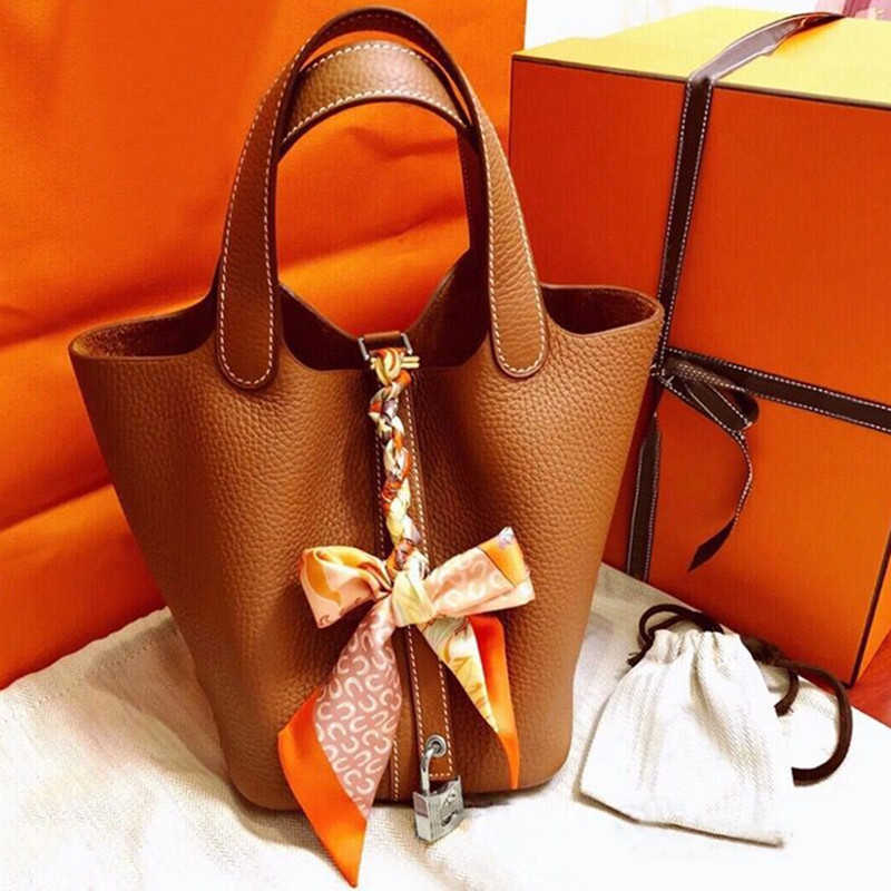 

Designer Original Herms Caring Kleing Handbag France Women's 2023 New Vegetable Basket Bag Bucket One Shoulder Crossbody, Elephant grey tuba