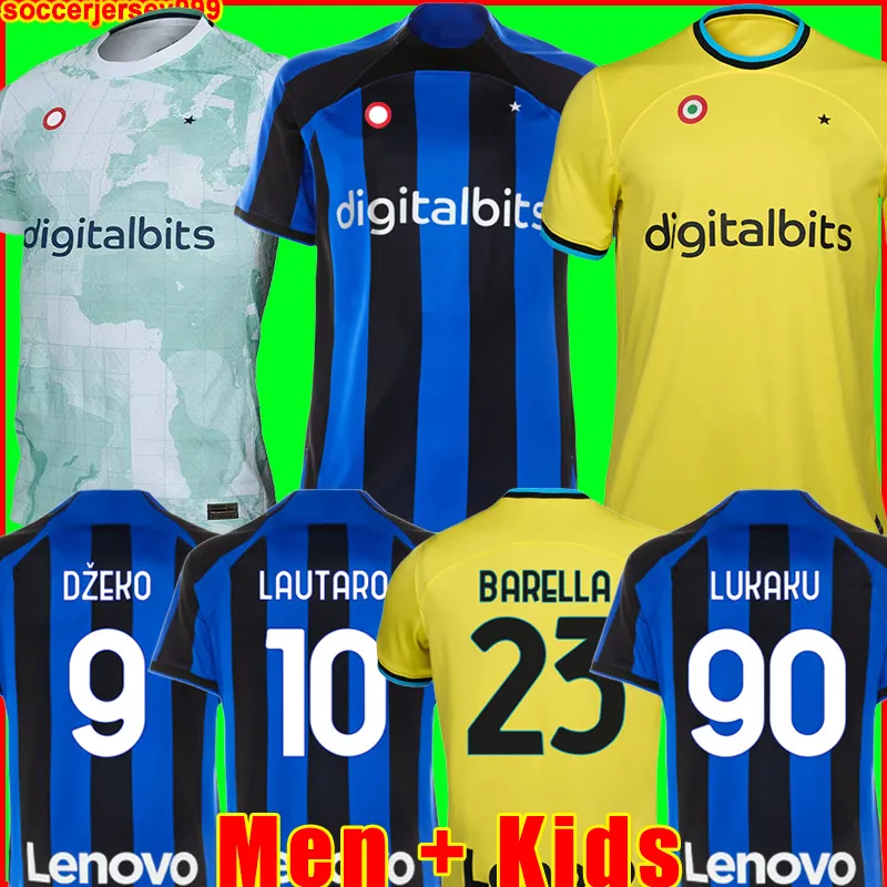 

LUKAKU soccer jerseys 22 23 BARELLA VIDAL LAUTARO ERIKSEN INTERS DZEKO CORREA AWAY THIRD MILANS UNIFORMS TOPs football shirt 2022 2023 men k, 22/23 men home + patch2