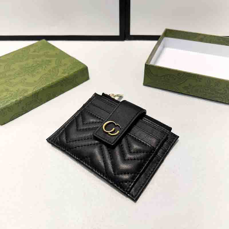 

Fashion Women Short Wallets Mens Designer Money Bag New Designers Wallet Womens G Letters Buckle Purse Pocketbook Men D2303091F, Black