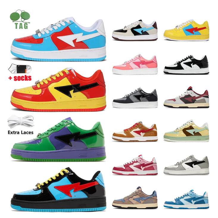 

With box Designer Bapesta SK8 shoes Men Women Platform Trainers Original Camo Stars White Green Red Black Yellow Sneakers Size 36-45, 25