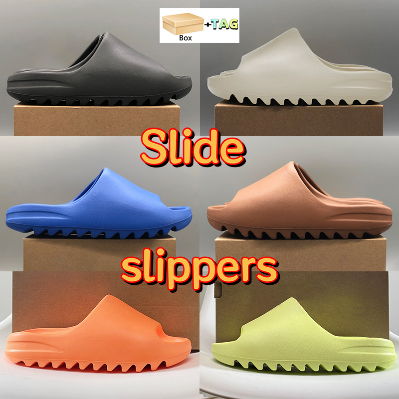 

With box Designer Slippers men women shoes Slide sandals Bone onyx Resin Flax Azure enflame orange Rubber Comfortable outside Summer Beach Trainers slides shoe, 06 desert sand
