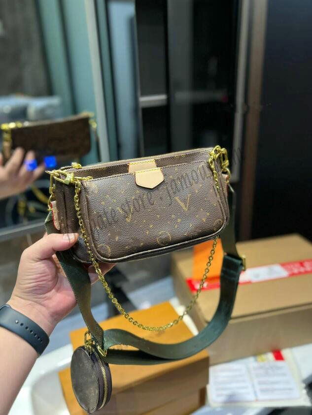 

L Fashion Drum bag 3 Sets Shoulder Bag Cross body Bicolor Monograms Leather Designers Womens Cross Body chain tote Handbag Purse Pouch M45777, 01