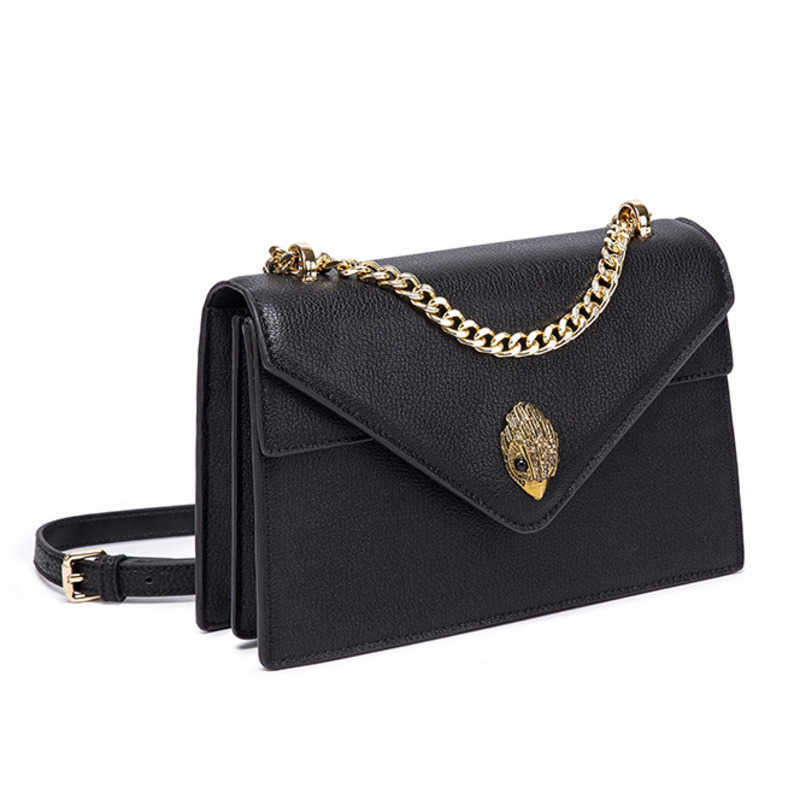 

kurt geiger designer women bags cowhide chain crossbody shoulder bag fashion hardware leather handbag high quality clutch wallet 23cm 7QCI, Black with red