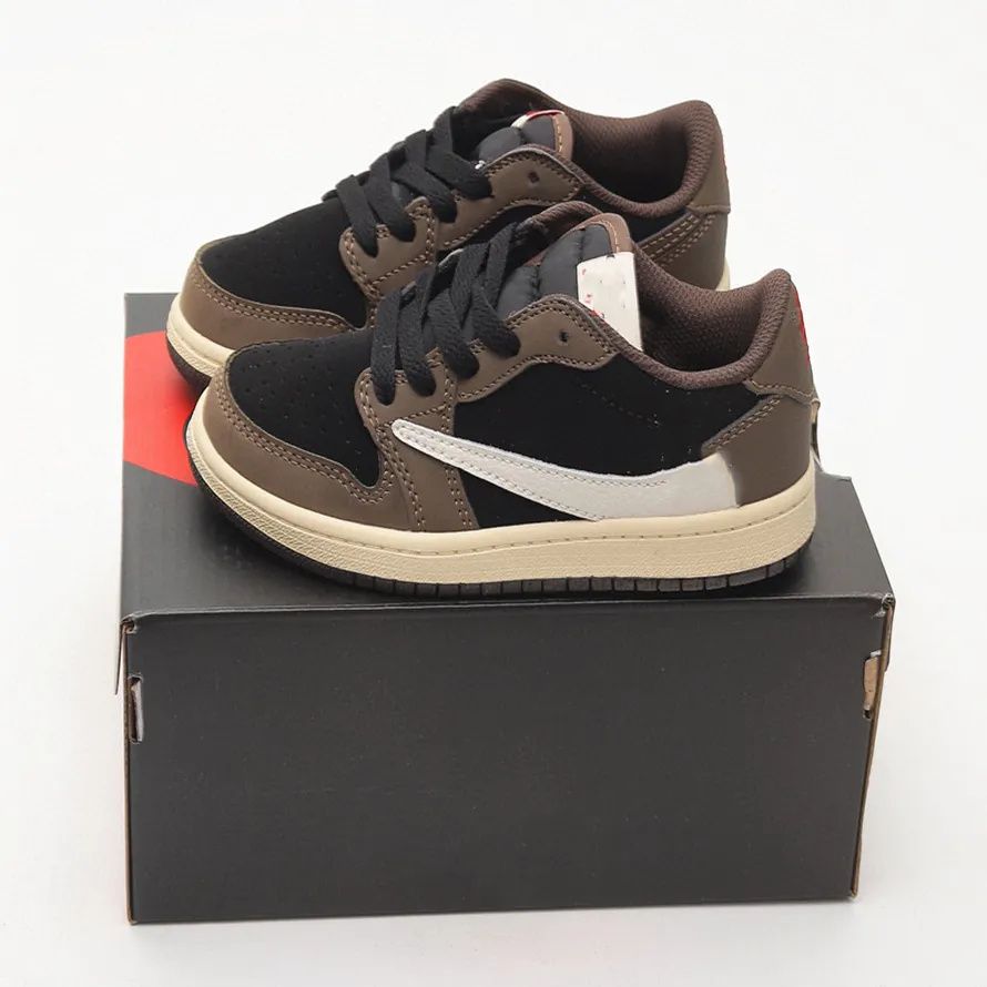 

travis scotts 1s low Basketball Shoe 1 boys sneaker designer Pine Game Chicago mocha baby kid youth toddler infants trainers Athletic