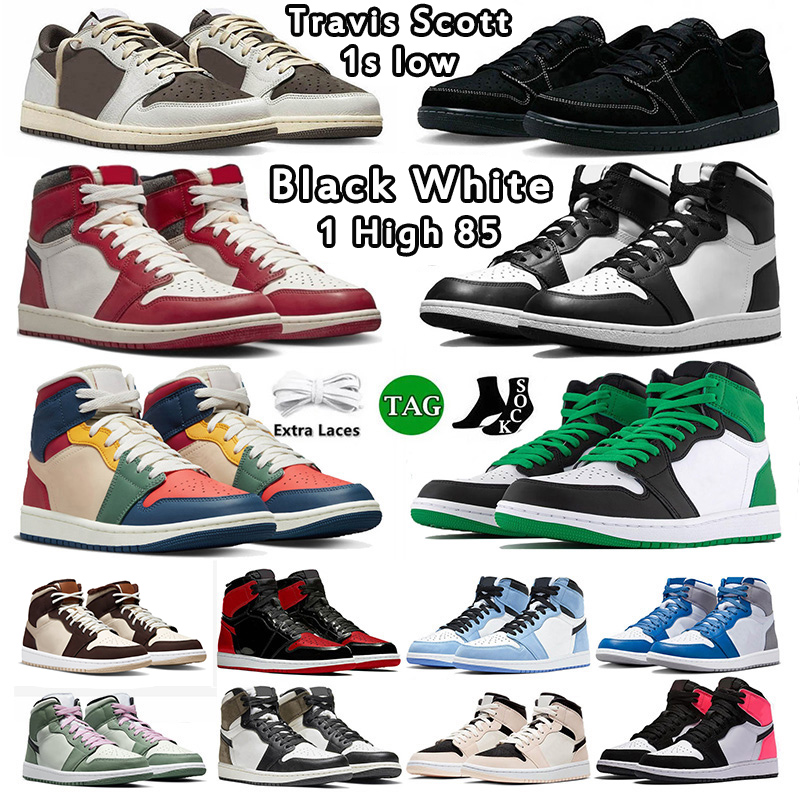 

jumpman 1 high 85 black white basketball shoe men women Lucky Green top low travis 1s black phantom reverse mocha dark lost and found sonic, 36-47 atomic orange
