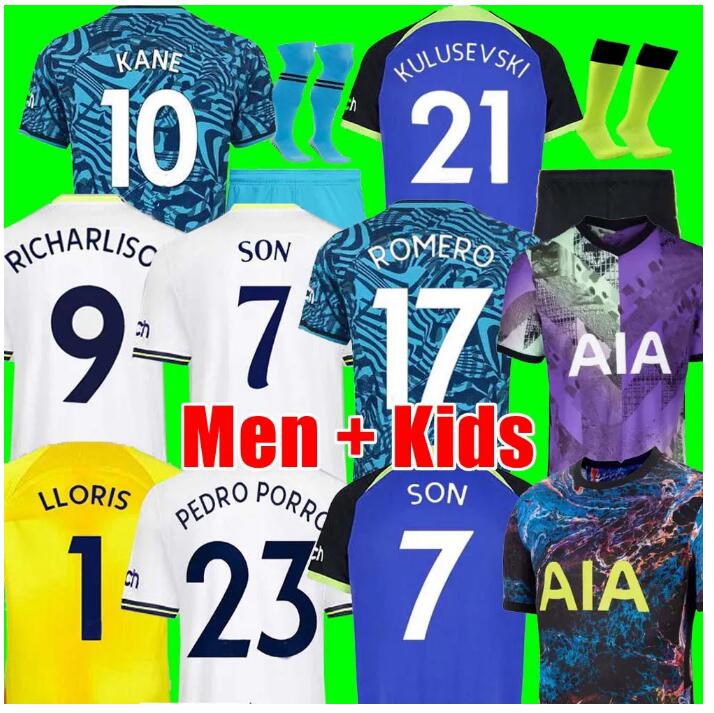 

Men KIDS 22 23 SON Soccer Jerseys 2022 2023 jersey Football shirt third LUCAS LLORIS ROMERO PERISIC KULUSEVSKI BENTANCUR KANE RICHARLISON PEDRO PORRO DANJUMA