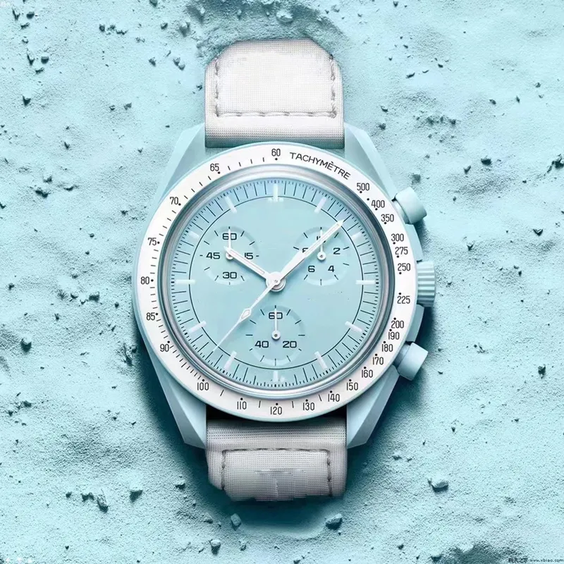 

Ceramic moonswatch watches Bioceramic Planet Moon Quarz Watch Mission To Mercury 42mm Full Function Chronograph Luxury Mens couple joint name Wristwatches, K18