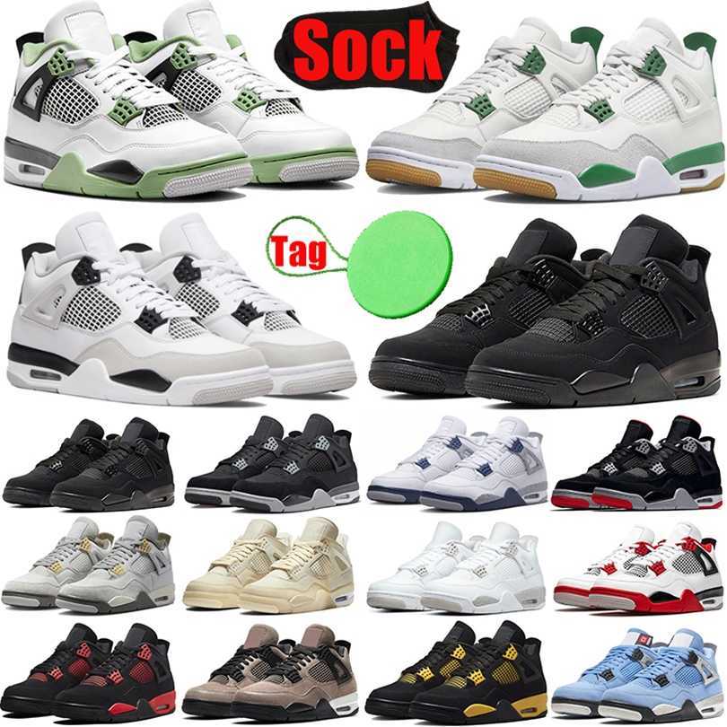 

Designer Seafoam 4 4s basketballs shoes for mens womens casual shoe Military Black Cats Canvas Midnight Navy Red Thunder Plate-forme men trainers sneakers luxury, #39 black canvas 40-47