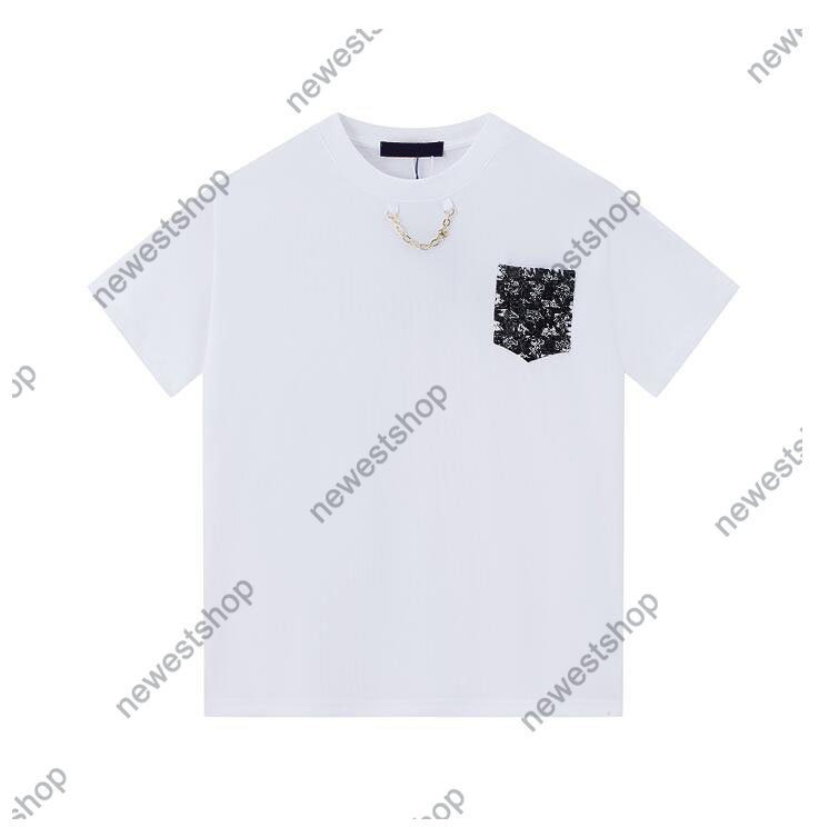 

23SS Men's Plus Tees & Polos designer Tee t shirt mens Chest letter Print t shirts short sleeve cotton women chain printing Plus Size Street Casual Tshirts, Black