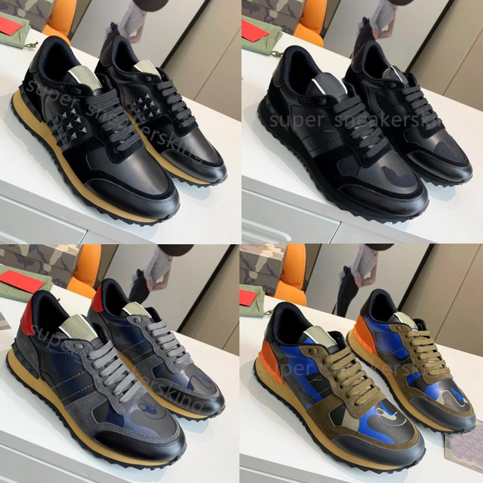 

shoes Studded valentinoly Sneakers Top Mesh Stylist Rivet Men Camouflage Designer Checkered Sneaker Flats Suede Stud Camo Fashion Train