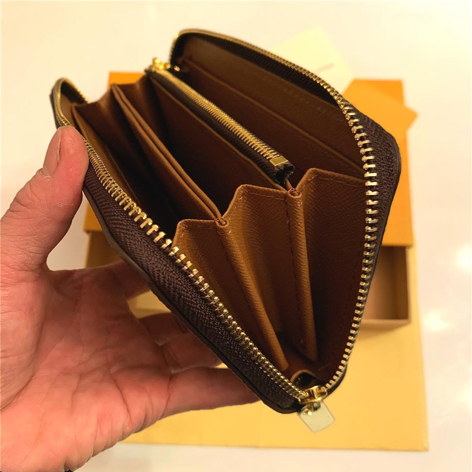 

N60017 Luxury Designer Zippy Long Wallet Women's Zipper Brown Wallet Mono gram Canvers Leather Check Plaid Wallet Shippi292I, Yellow flower