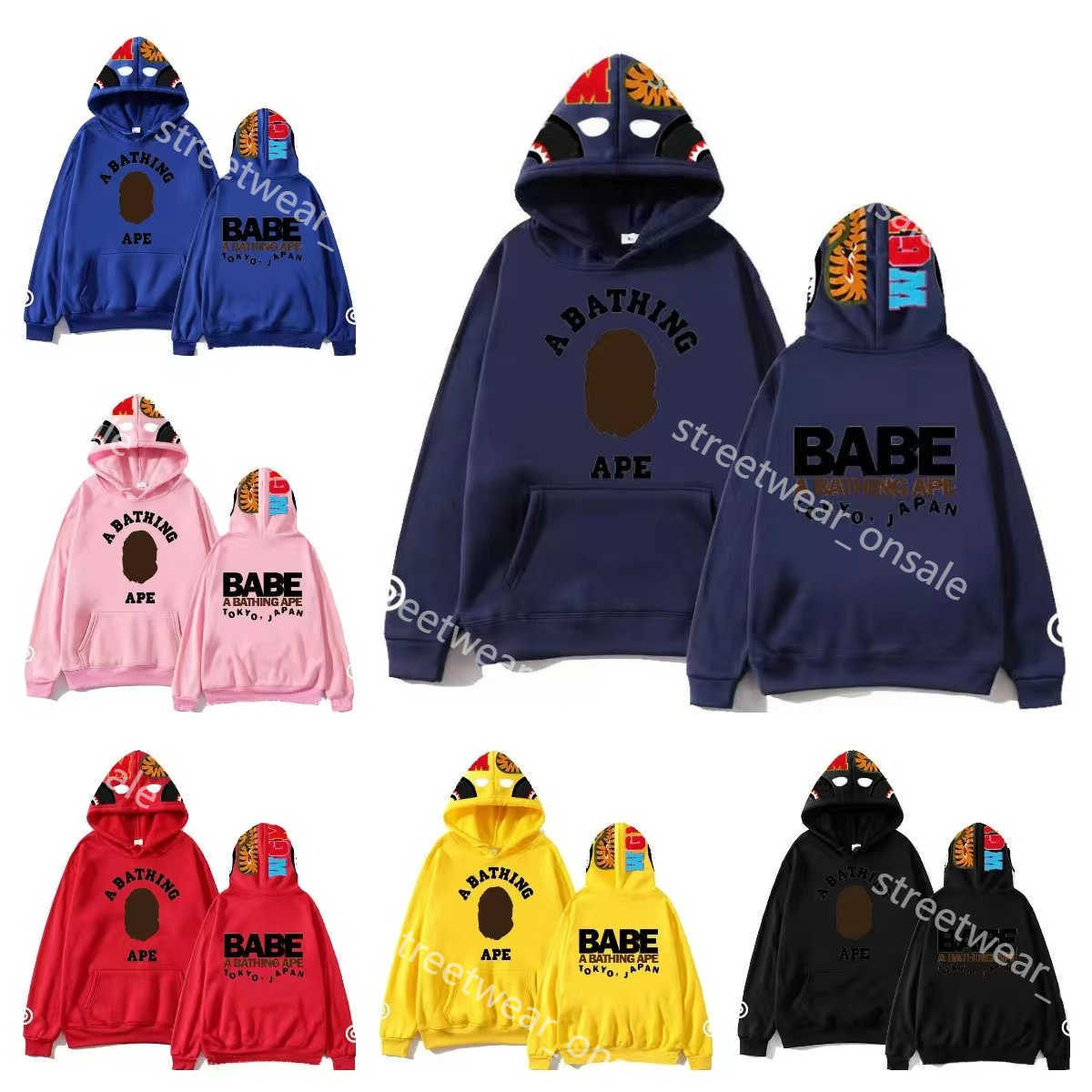 

Ape Designer Babe Hoodie Men Shark Pullover Letter Print Long Sleeve Jumper with Pocket Mens Womens Tops Clothing D06, 13