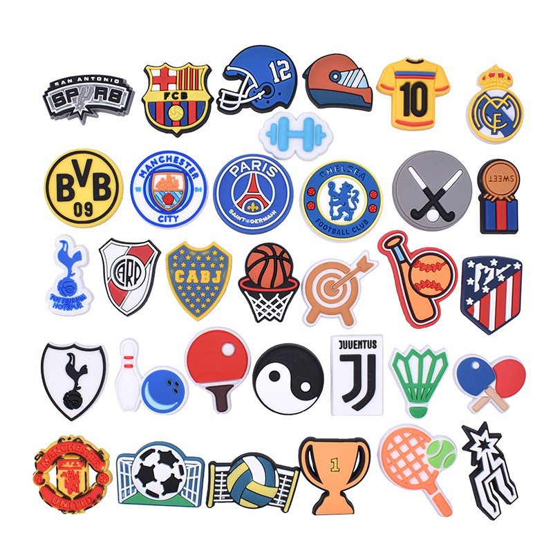 

Anime charms wholesale childhood memories balls collection basketball football funny gift cartoon charms shoe accessories pvc decoration buckle soft rubber, Equally mixed colors