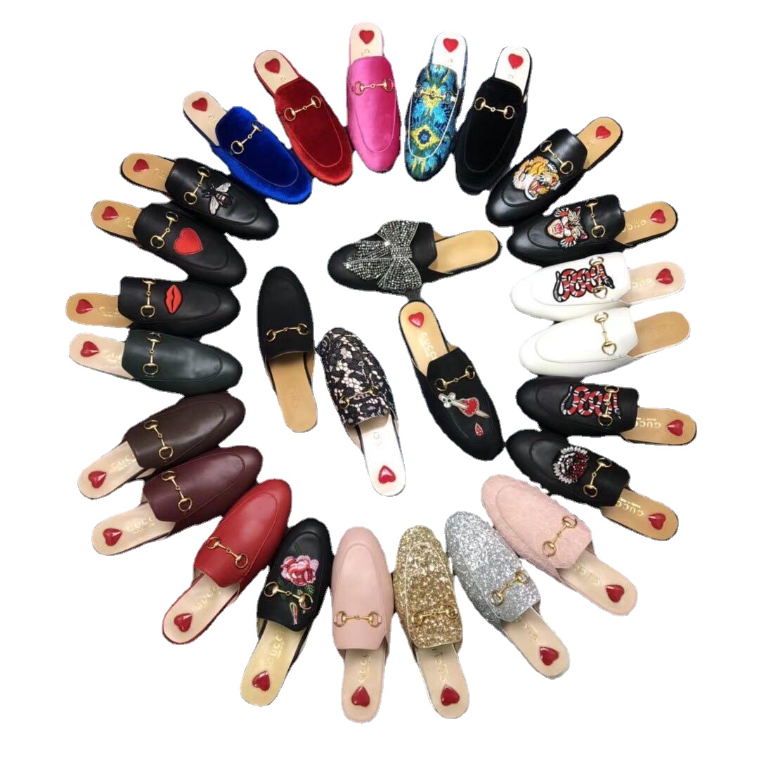 

summer men beach slippers classic designer lazy flat baotou flip flops 100 leather lady slides suede letter women shoes cowhide metal mens sandals large size 354246, Pink lace