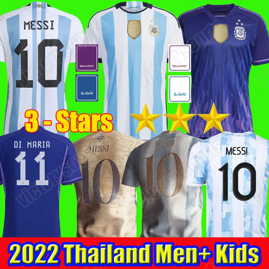 

CUSTOM Player Fans Version 3 stars Argentina Soccer Jerseys 21 22 Copa America Home Football Shirts 2022 2023 MESSIS DYBALA LO CELSO MARADON, 3 stars 2022 away + patch