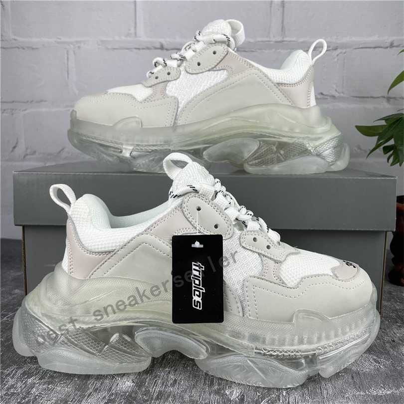 

Paris Casual Shoes Triple S Clear Sole Trainers Dad Shoe Sneaker Black Silver Crystal Bottom Mens Womens Superior Quality Chaussures, Red