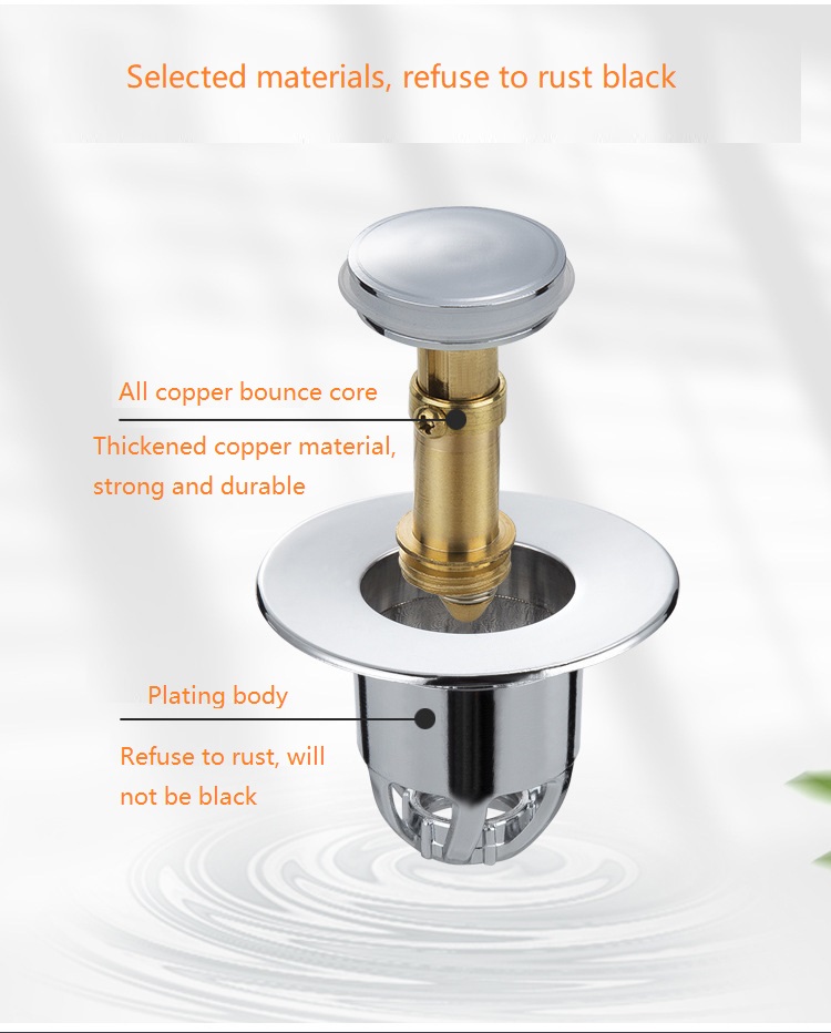 

basin spring core Drains Copper core washbasin drainer washbasin water plug filter press type all copper drainer fittings free shiping by DHL