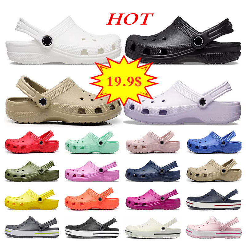 

Croc Clog Men Women Designer Sandals Slides Slippers Croos Clogs Triple White Purple Navy Blue Brown Waterproof Shoes Hospital Nursing Sneakers Size M4-M11, 16