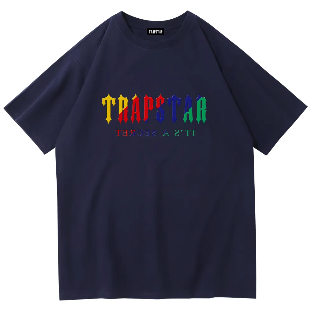 

Trapstar Men' Designer New T-shirt Letter Driving Dogs Print Tee Women' 2023ss Trendy Loose Brand Tops High Street Short Sleeve R34z