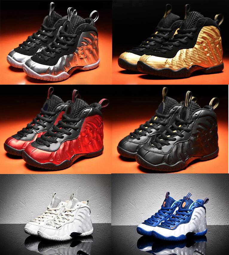 

Eggplant Penny Hardaway Kids basketball shoes Black FRUITY PEBBLES Infant children athletic Pippen Duncan sports Toddler sneaker Red Gold, 111