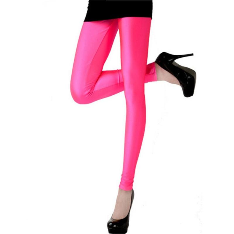 

Women' Leggings LJCUIYAO Women Shiny Pants Selling Solid Color Fluorescent Spandex Elasticity Trousers Shinny Multicolor Bottom, K036 red