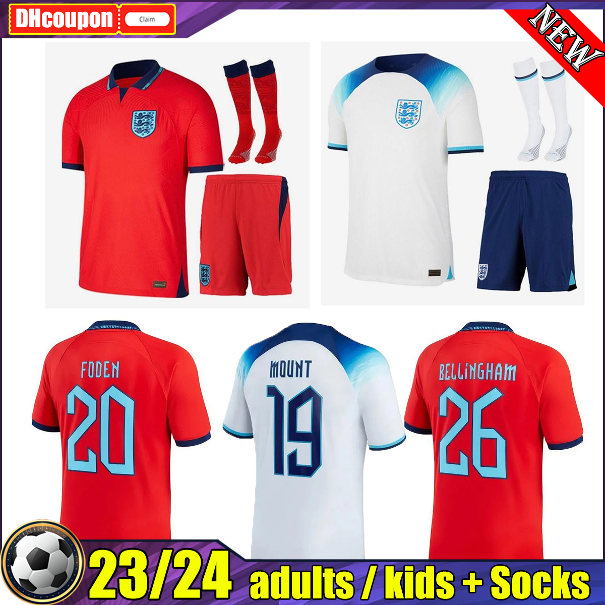 

2022 2023 RASHFORD soccer jerseys STERLING KANE SANCHO GREALISH MOUNT FODEN SAKA 22 23 national EnGLaNDS Camisetas De Futbol adultmen kids kit socks top thai quality, 01