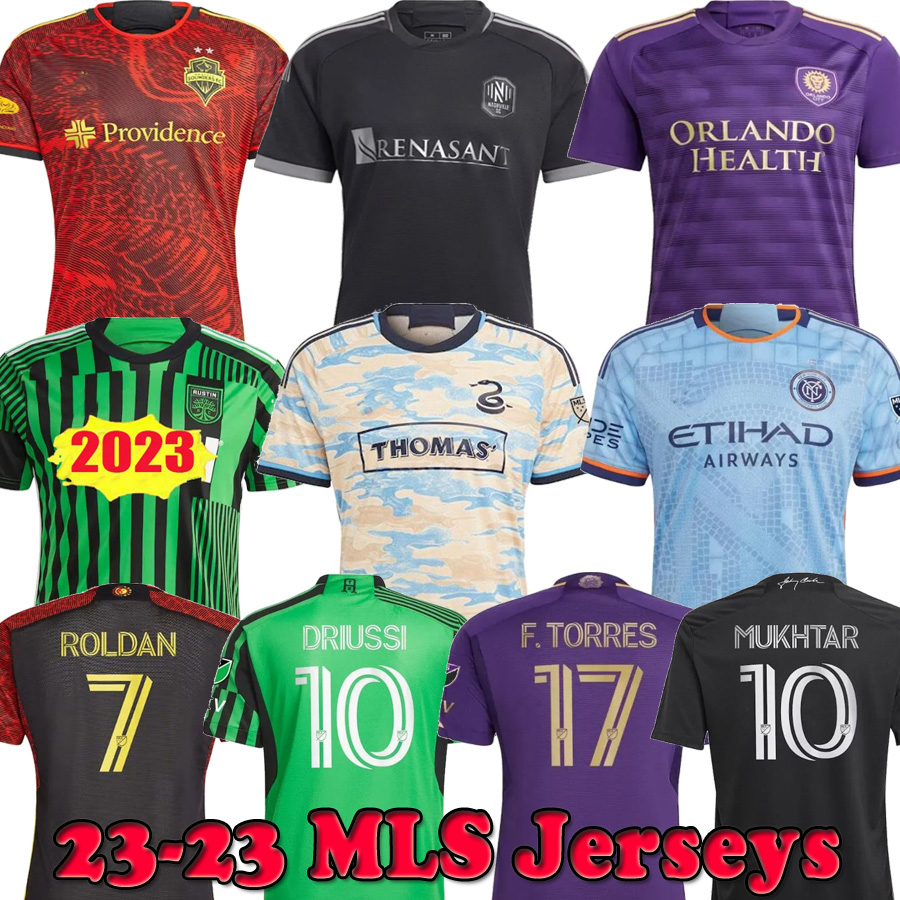 

23 24 MLS soccer Jerseys Seattles sounders Nashville Austin Orlando city 2023 2024 Home Away Philadelphia New York City Football Shirts, Austin home