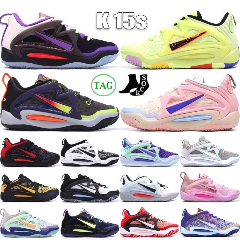 

2023 KD 15 Aunt Pearl Basketball shoes With Box High Quality Men Women Pink Foam Sneakers Sports Shoes Size US7-US12, 19