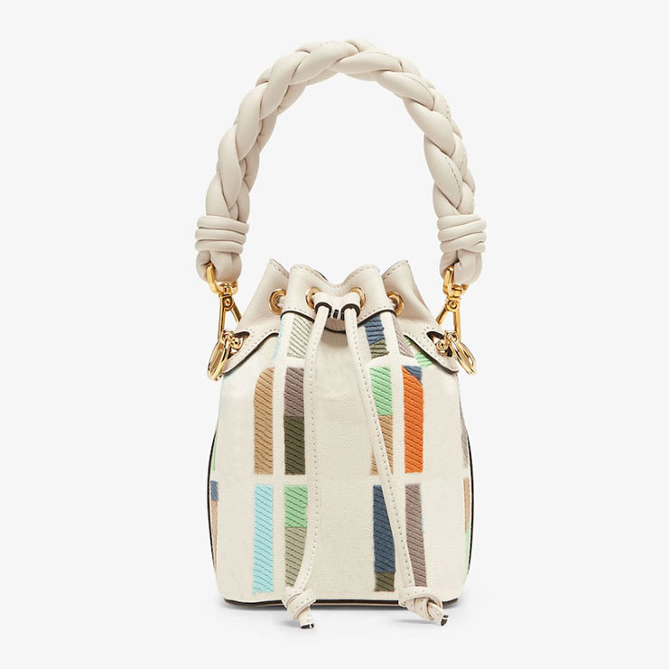 

Mini Bucket Bag Embroidery Tote Bags Women Woven Handle Crossbody Bags Shoulder Handbags Canvas Leather Drawstring Purse Fashion Letters Pattern Gold Hardware