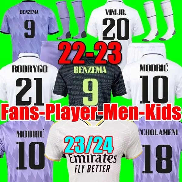 

BENZEMA soccer jerseys 22 23 24 football shirt VINI JR VALVERDE Club World Cup Real Madrids CAMAVINGA MODRIC Champions 2022 2023 2024 camiseta men kids kit set