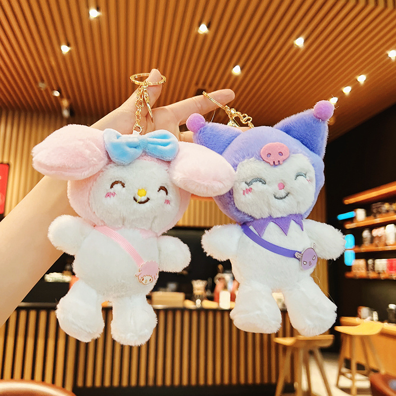 

Fashion Kuromi Cinnamoroll Plush Pendant Jewelry Keychain Schoolbag Ornament key Ring Kids Gifts About 16cm, Mix/50g