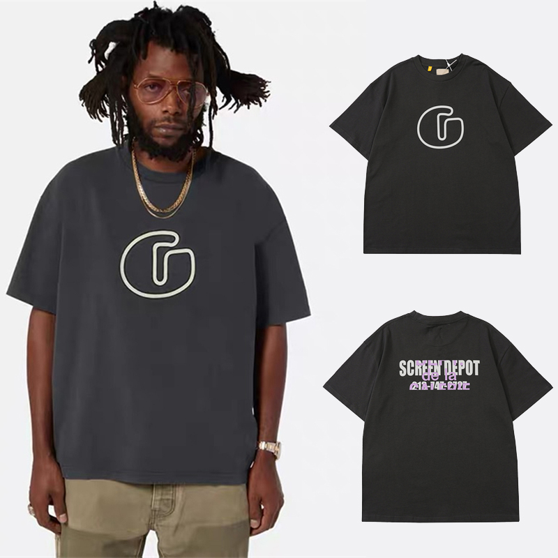 

23ss USA G Logo Vintage Tee Design T shirt High Street Europe Spring Summer Skateboard Men Women Cotton Tshirt, Black