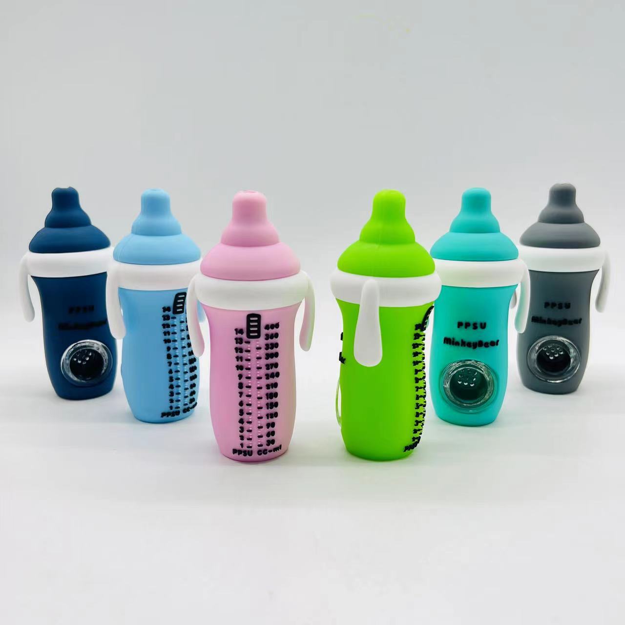 

Funny glass Smoking silicone pipe feeding-bottle tobacco Pipes colorful spoon Accessories for Cute gift