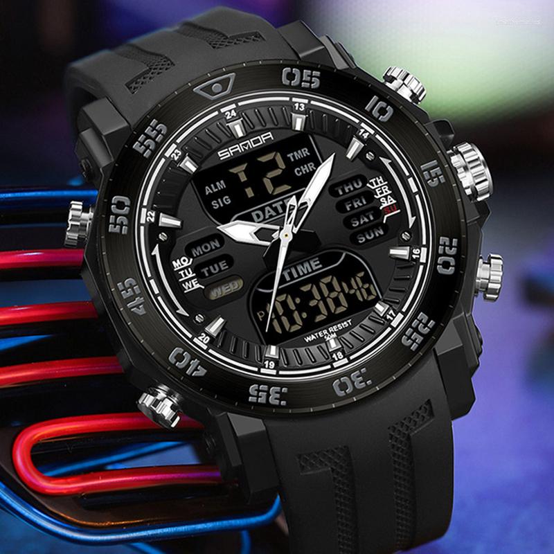 

Wristwatches 2023 Wrist Watch For Men Digital Military Sports Big Watches Fashion 50M Waterproof Electronic Wristwatch Relogios Masculino, Gold