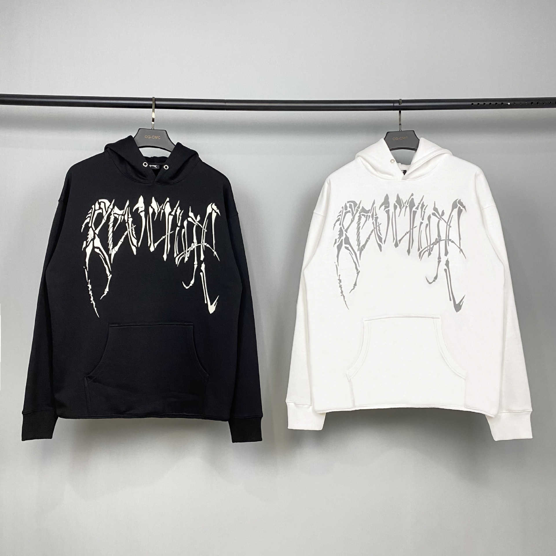 

Men' Hoodies Sweatshirts REVENGE BLACK BONES HOODIE keel hoodie bone skeleton hoodie Xia Jiahuan, White