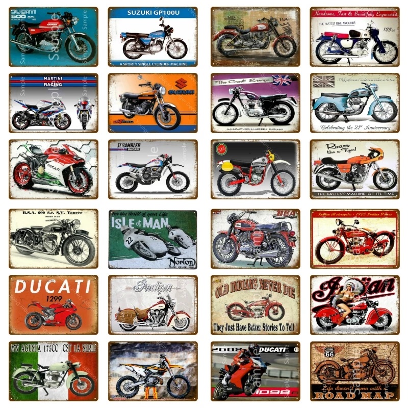 

retro Old Motorcycle Brand tin Signs Vintage Plaque Wall Decor For Garage Club Plate Crafts Art Route 66 Poster Gift personalized metal poster size 30x20cm w02