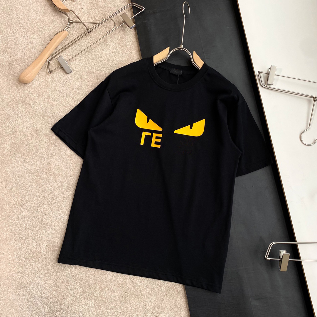 

High Quality Men Women Cotton T Shirt Top Fashion Full Letter F Summer Couple Devil Eye T Shirt Short Sleeve, White