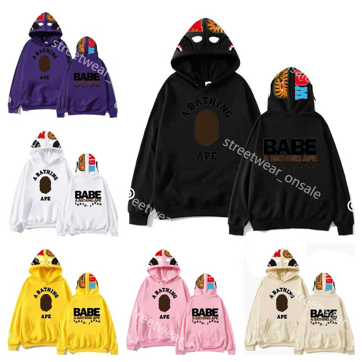 

Ape Designer Babe Hoodie Men Shark Pullover Letter Print Long Sleeve Jumper with Pocket Mens Womens Tops Clothing D02, 13